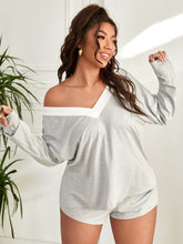 Cargar imagen en el visor de la galería, Love God. Store XL Size Pajama Sets Grey / 1XL XL neck Tee Shorts PJ Set price
