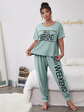 Lade das Bild in den Galerie-Viewer, Love God. Store XL Size Pajama Sets Mint Green / 1XL XL Slogan Graphic Pajama Set price
