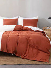 Load image into Gallery viewer, Love God. Store Duvet Covers &amp; Sets Burnt Orange / 135*200 Button Decor Two Tone Duvet Cover Set Without Filler price
