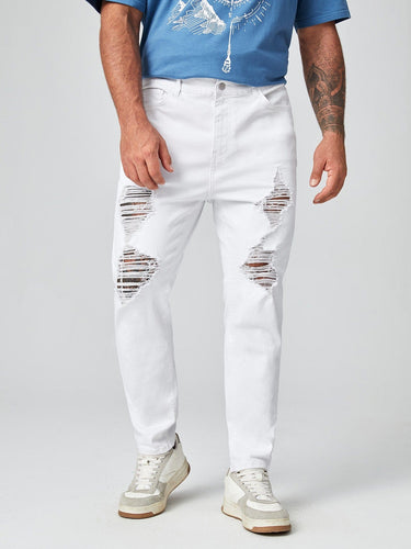 Love God. Store Men Jeans Larger Size Men Ripped Tapered Jeans price