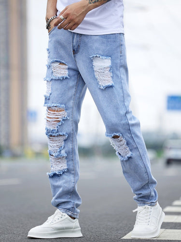 Love God. Store Men Jeans Men Ripped Frayed Cut Out Jeans price