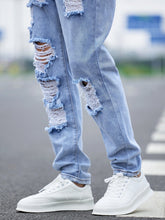 Lade das Bild in den Galerie-Viewer, Love God. Store Men Jeans Men Ripped Frayed Cut Out Jeans price
