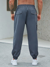 Charger l&#39;image dans la galerie, Love God. Store Men Pants Large Sizes Men Patched Detail Flap Pocket Drawstring Waist Cargo Pants price
