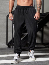 Load image into Gallery viewer, Love God. Store Men Pants Larger Size Men Drawstring Waist Patch Detail Cargo Pants price
