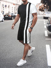 Charger l&#39;image dans la galerie, Love God. Store Men Two-piece Outfits Black and White / S Men Colorblock Tee Shorts price
