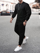Load image into Gallery viewer, Love God. Store Men Two-piece Outfits Black / S Men Solid Pullover Drawstring Waist Sweatpants price
