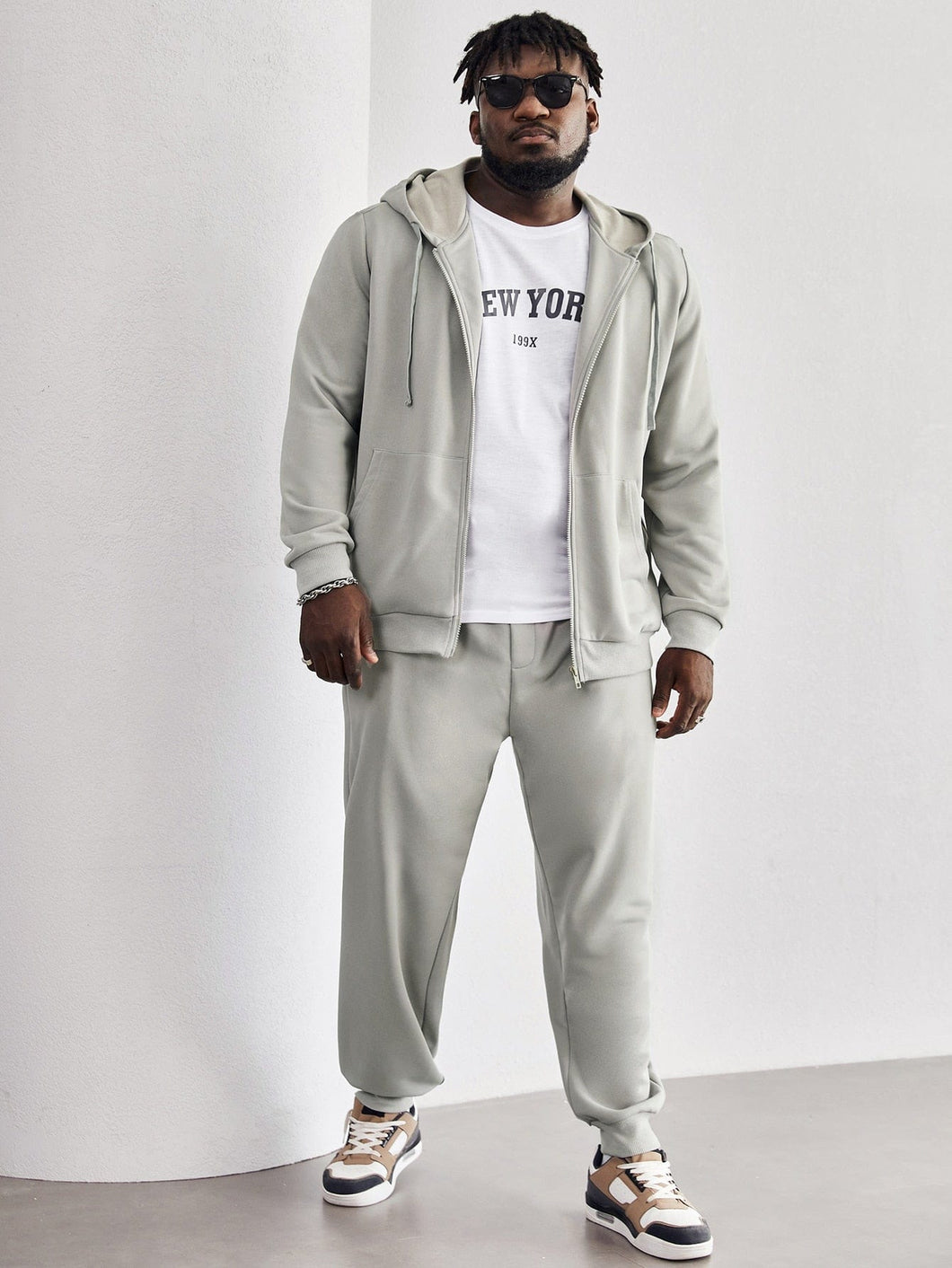 Love God. Store Men Two-piece Outfits Large Sizes Men Zip Up Drawstring Hoodie Sweatpants price