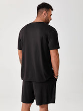 Cargar imagen en el visor de la galería, Love God. Store Men Two-piece Outfits Larger Size Men Solid Tee Slant Pocket Shorts price
