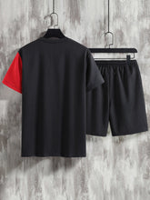 Cargar imagen en el visor de la galería, Love God. Store Men Two-piece Outfits Men Colorblock Tee Shorts price
