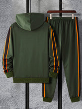 Load image into Gallery viewer, Love God. Store Men Two-piece Outfits Men Side Stripe Drawstring Hoodie Sweatpants price

