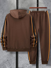 Load image into Gallery viewer, Love God. Store Men Two-piece Outfits Men Side Stripe Drawstring Hoodie Sweatpants price
