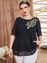 Lade das Bild in den Galerie-Viewer, Love God. Store Plus Size Blouses Black / 0XL Plus Peacock Embroidery Blouse price
