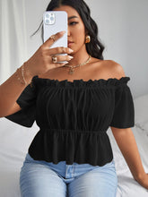 Load image into Gallery viewer, Love God. Store Plus Size Blouses Black / 0XL Plus Solid Ruffle Bardot Blouse price
