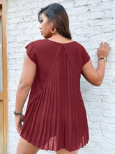 Load image into Gallery viewer, Love God. Store Plus Size Blouses Burgundy / 0XL Plus Pleated Panel High Low Blouse price
