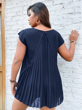 Lade das Bild in den Galerie-Viewer, Love God. Store Plus Size Blouses Navy Blue / 0XL Plus Pleated Panel High Low Blouse price
