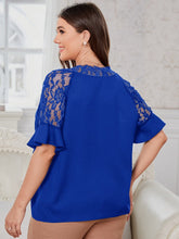 Load image into Gallery viewer, Love God. Store Plus Size Blouses Plus Contrast Lace Raglan Sleeve Top price

