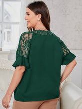 Load image into Gallery viewer, Love God. Store Plus Size Blouses Plus Contrast Lace Raglan Sleeve Top price

