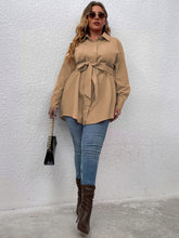 Load image into Gallery viewer, Love God. Store Plus Size Blouses Plus Drop Shoulder Belted Blouse price
