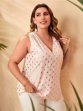Load image into Gallery viewer, Love God. Store Plus Size Blouses Plus Gold Dot Print Quarter Zip Ruched Blouse price
