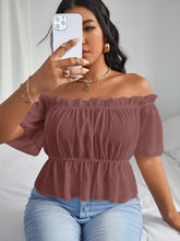 Load image into Gallery viewer, Love God. Store Plus Size Blouses Plus Solid Ruffle Bardot Blouse price
