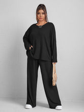 Load image into Gallery viewer, Love God. Store Plus Size Co-Ords Black / 0XL BASICS Plus Solid Drop Shoulder Tee Pants Set price

