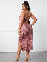 Lade das Bild in den Galerie-Viewer, Love God. Store Plus Size Co-Ords Plus Allover Print Tie Back Cami Top Split Thigh Skirt price
