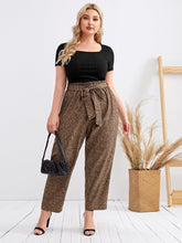 Lade das Bild in den Galerie-Viewer, Love God. Store Plus Size Co-Ords Plus Rib knit Top Belted Allover Print Pants Set price
