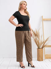 Load image into Gallery viewer, Love God. Store Plus Size Co-Ords Plus Rib knit Top Belted Allover Print Pants Set price
