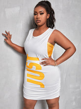 Load image into Gallery viewer, Love God. Store Plus Size Co-Ords SXY Plus Letter Graphic Ruched Fitted Dress Tube Top price
