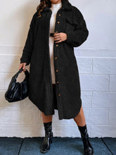 Charger l&#39;image dans la galerie, Love God. Store Plus Size Coats Black / 1XL Plus Drop Shoulder Flap Detail Flannel Coat price
