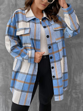 Charger l&#39;image dans la galerie, Love God. Store Plus Size Coats Blue / 0XL Plus Plaid Flap Pocket Drop Shoulder Coat price
