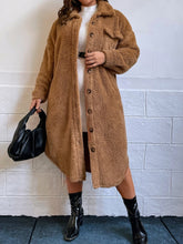 Lade das Bild in den Galerie-Viewer, Love God. Store Plus Size Coats Camel / 1XL Plus Drop Shoulder Flap Detail Flannel Coat price
