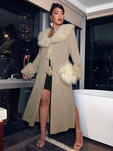 Load image into Gallery viewer, Love God. Store Plus Size Coats Plus Waterfall Collar Tie Front Fuzzy Detail Coat price
