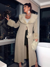 Load image into Gallery viewer, Love God. Store Plus Size Coats Plus Waterfall Collar Tie Front Fuzzy Detail Coat price
