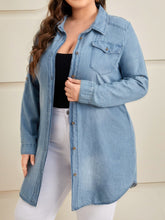 Load image into Gallery viewer, Love God. Store Plus Size Denim Tops Plus Pocket Front Button Front Denim Top price
