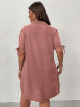 Load image into Gallery viewer, Love God. Store Plus Size Dresses Plus Knot Cuff Quarter Button Shirt Dress price
