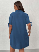 Load image into Gallery viewer, Love God. Store Plus Size Dresses Plus Knot Cuff Quarter Button Shirt Dress price
