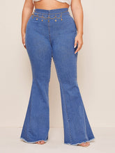 Charger l&#39;image dans la galerie, Love God. Store Plus Size Jeans Blue / 1XL Plus Raw Hem Flare Leg Jeans Without Chain price
