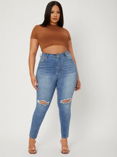 Charger l&#39;image dans la galerie, Love God. Store Plus Size Jeans SXY Plus High Waist Ripped Frayed Skinny Jeans price
