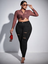 Charger l&#39;image dans la galerie, Love God. Store Plus Size Jeans SXY Plus High Waist Ripped Skinny Jeans price
