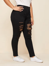 Load image into Gallery viewer, Love God. Store Plus Size Jeans SXY Plus Ladder Distressed Raw Hem Skinny Jeans price
