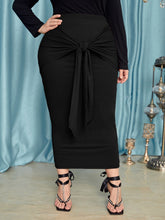Lade das Bild in den Galerie-Viewer, Love God. Store Plus Size Skirts Black / 0XL Large Tie Front Pencil Skirt price
