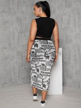 Charger l&#39;image dans la galerie, Love God. Store Plus Size Skirts Large High Waist Newspaper Print Mesh Skirt price
