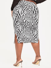 Lade das Bild in den Galerie-Viewer, Love God. Store Plus Size Skirts Large SXY Zebra Striped Split Hem Skirt price
