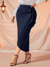 Load image into Gallery viewer, Love God. Store Plus Size Skirts Navy Blue / 0XL Plus Tie Side Wrap Skirt price
