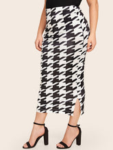 Load image into Gallery viewer, Love God. Store Plus Size Skirts Plus Split Side Houndstooth Bodycon Skirt price
