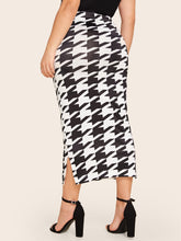 Load image into Gallery viewer, Love God. Store Plus Size Skirts Plus Split Side Houndstooth Bodycon Skirt price
