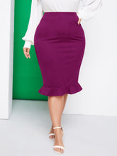 Load image into Gallery viewer, Love God. Store Plus Size Skirts Purple / 0XL Large Ruffle Hem Pencil Skirt price
