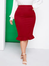 Load image into Gallery viewer, Love God. Store Plus Size Skirts Red / 0XL Large Ruffle Hem Pencil Skirt price
