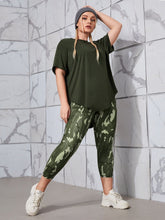 Load image into Gallery viewer, Love God. Store Plus Size Sports Sets Army Green / 0XL Plus High Low Sports Tee With Camo Sports Leggings price
